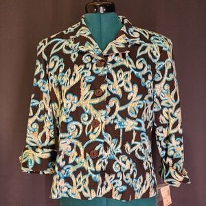 Dressbarn Women's Black and Blue Button Down Blazer